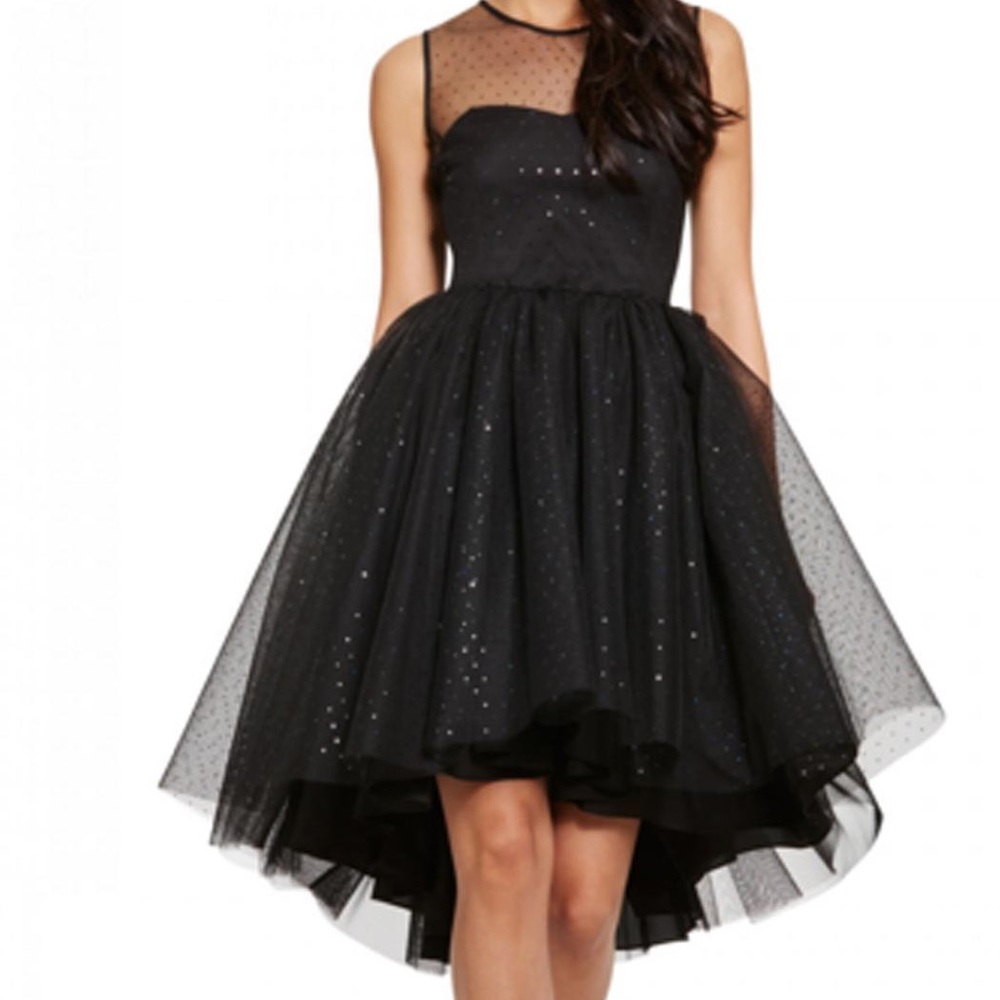 DONNA MORGAN CAROLINE SEQUIN HIGH-LOW DRESS